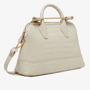 NWT Strathberry Dome Mini Croc-Embossed Leather Vanilla